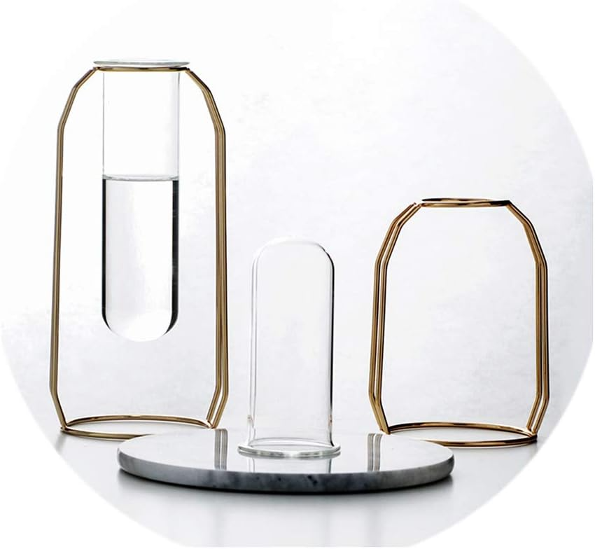 Modern Nordic Glass Vase with Metal Stand