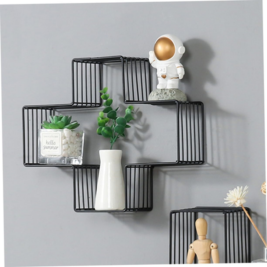 Geometric Elegance: Wrought Iron Wall Shelf