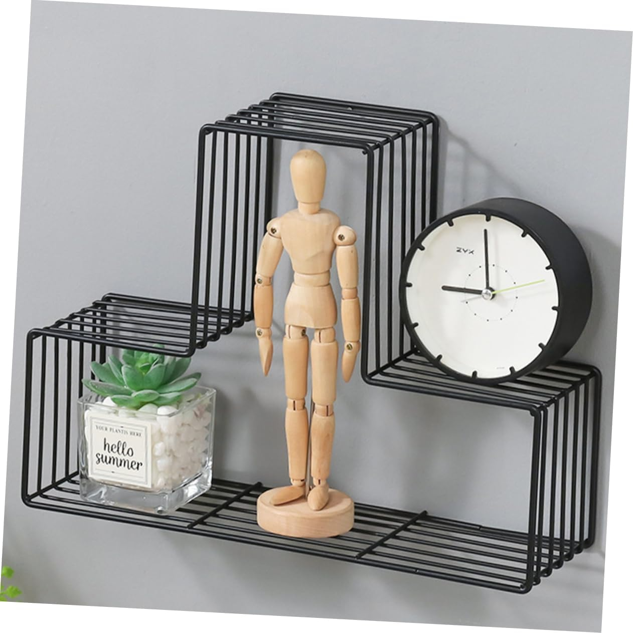 Geometric Elegance: Wrought Iron Wall Shelf