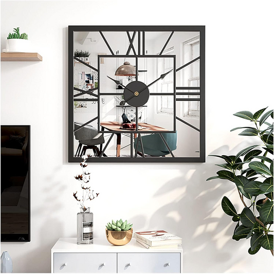 Vintage Modern Wall Clock with Mirror