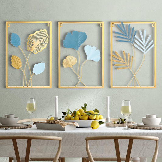 Gold Leaf Metal Wall Decor Set