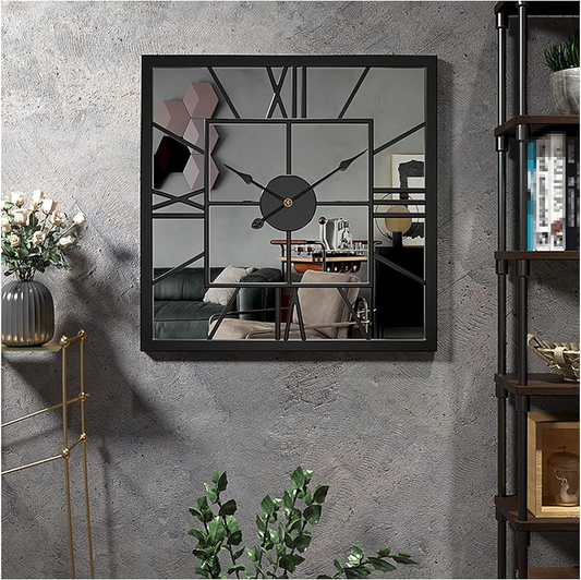 Vintage Modern Wall Clock with Mirror