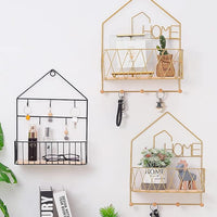 House-Shaped Wall Storage Basket with Hooks