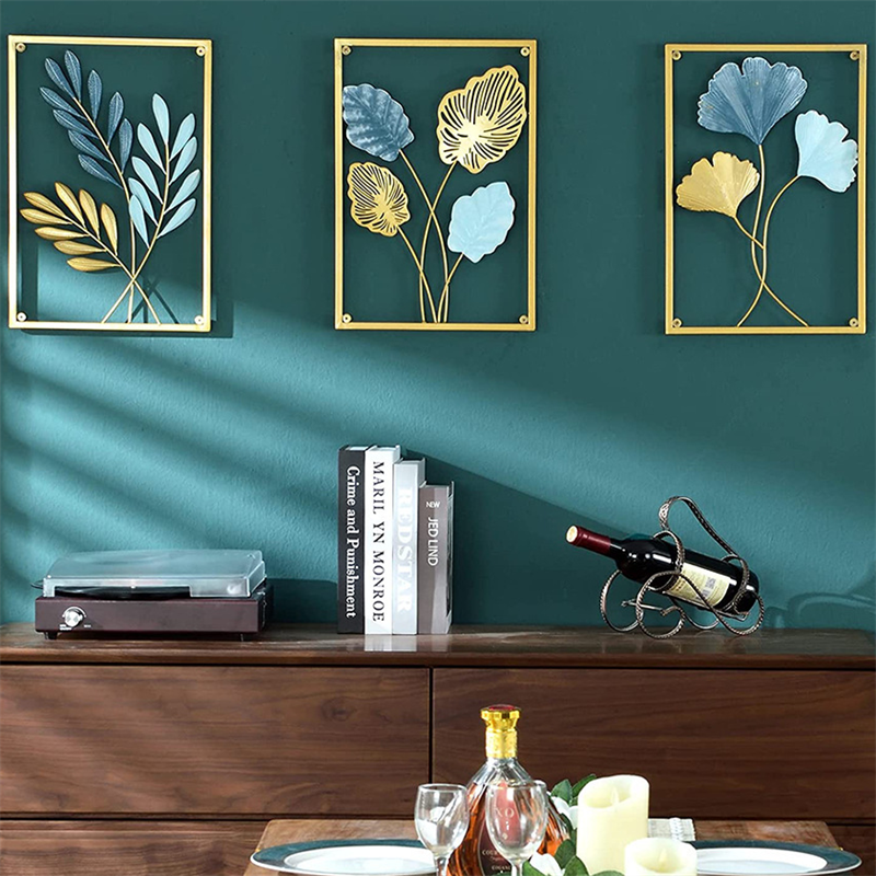 Gold Leaf Metal Wall Decor Set